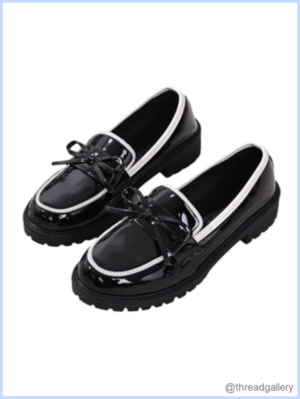 Patent Leather Bow Loafers 3D Bowknot Slip-On Faux Leather Daily Office Shoes